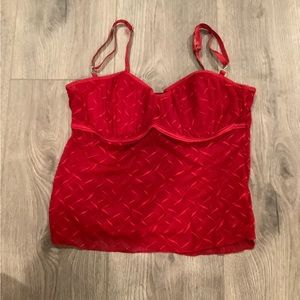 Red bustier top with sheer fabric ❤️